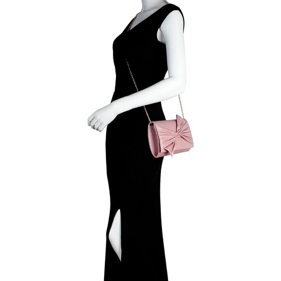 Women Satin Bag Bow Flap Formal Party Evening Clutch - Picture 7 of 7